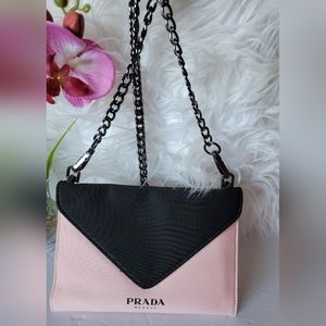NWT Prada Black and Pink Clutch Crossbody Bag Makeup Cosmetic Pouch